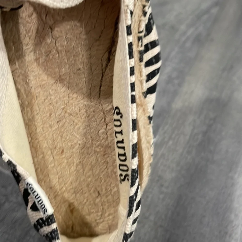 Soludos Canvas Zebra Stripe Smoking Slipper Espadrilles size 7